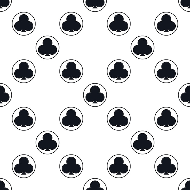 Circle with Clubs Suit vector solid seamless pattern or background