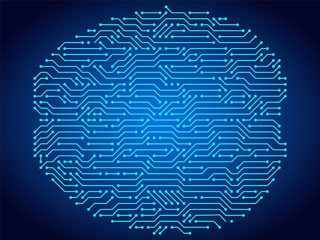 Circuit board brains artificial intelligence microchip ai chip and digital brain processor vector
