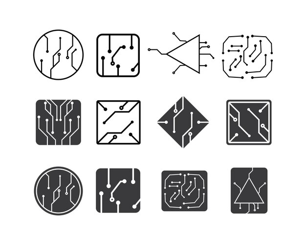 Circuit board linecpuchip icon logo illustration vector