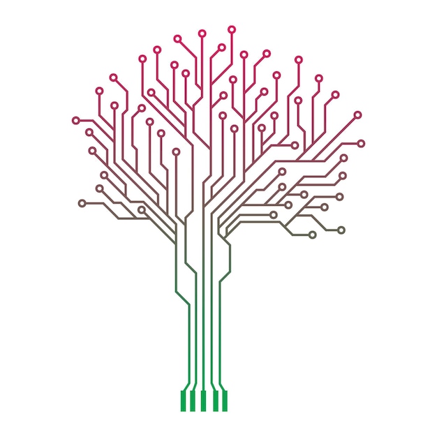 Circuit Board Technology Tree Vector icon