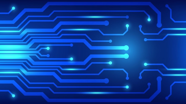 circuit board with blue lighting background. technology and Hi tech graphic design element concept