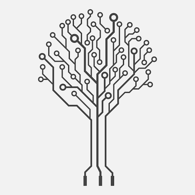 Circuit technology tree on white background Computer engineering hardware system