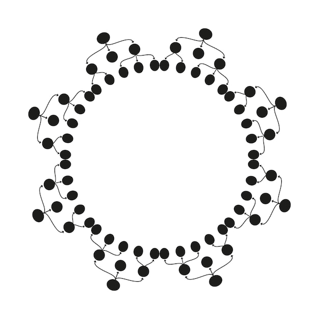 Circular connection diagram Flow node pattern Network data vector Round structure scheme