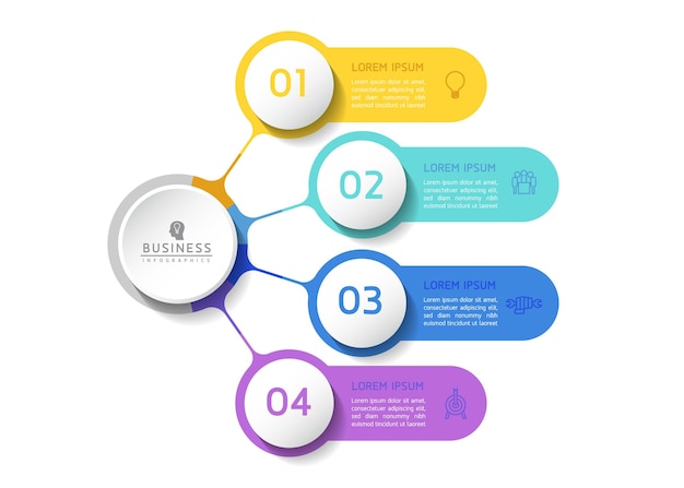 Circular Connection Steps business Infographic Template with 4 Element