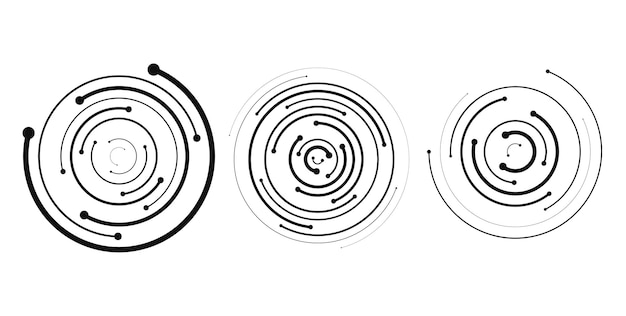 Circular spiral rhythm of sound wave in form of lines and dots Dynamic spiral linear transition