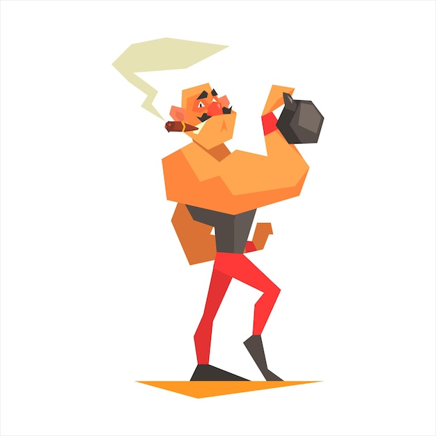 Circus Strongman Performing Graphic Flat Vector Design Isolated Illustration On White Background