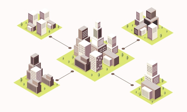 city and buildings with isometric style vector design