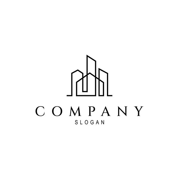 city building logo in linear outline design style