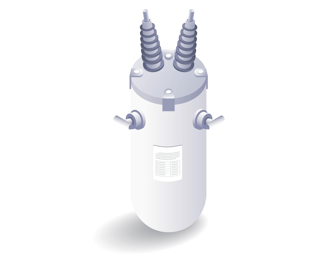 City electric transformer flat isometric 3d illustration