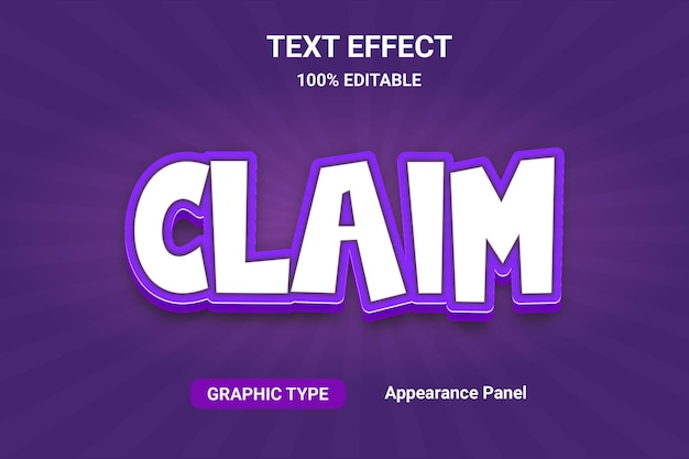 claim text effect editable font style