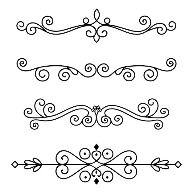 classic calligraphy retro scroll dividers line art illustration