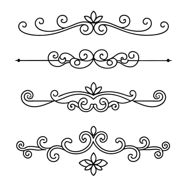 classic calligraphy retro scroll dividers line art illustration