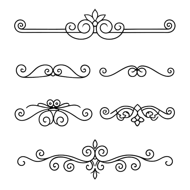classic calligraphy retro scroll dividers line art illustration