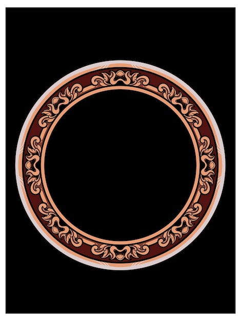 classic style circle engraving frame vector design, color editable