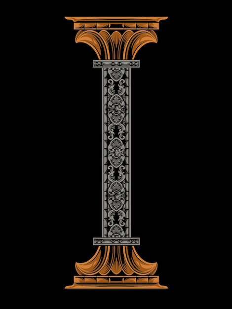 classic style pillar vector design for template color editable