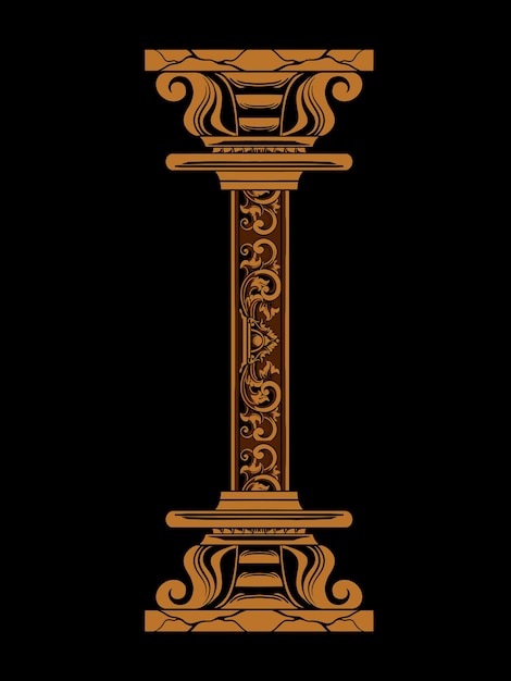 classic style pillar vector design for template color editable
