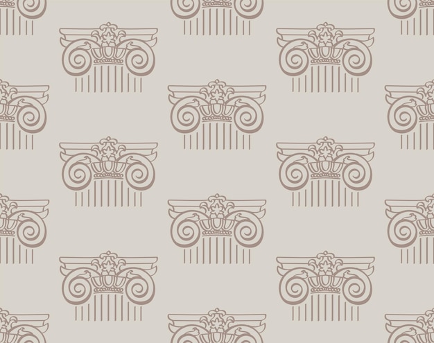 Classical design with ancient ionic order columns vector seamless pattern