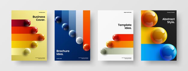 Clean 3D balls flyer illustration bundle
