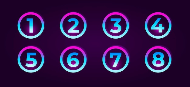 Clean 8 number bullet points in circles