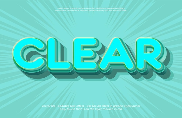 Clear text effect editable template with modern style