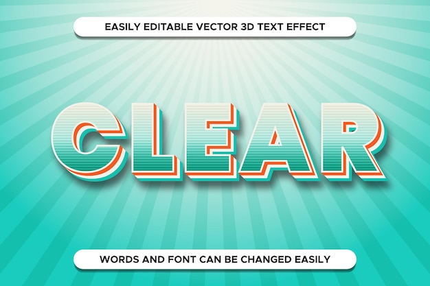 Clear text effect vector editable blue color theme