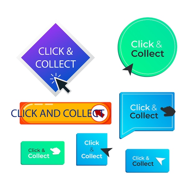 Click and collect concept image Clipart image isolated on white background
