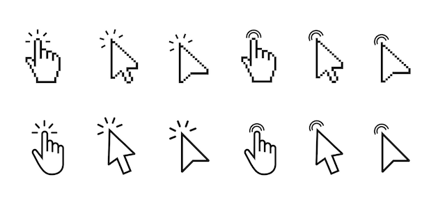 click and mouse pointer icons
