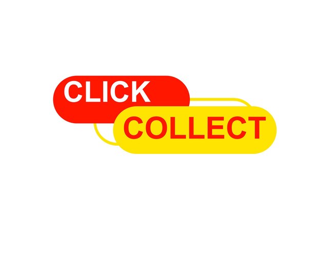Click collect web Vector Illustration button label template text with colorful icon