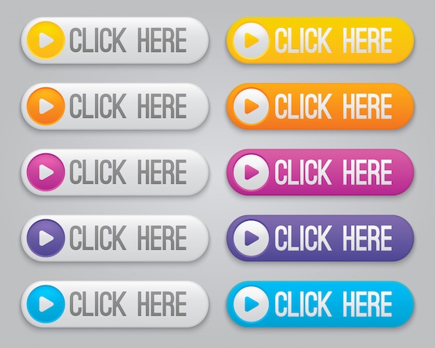 Click here  buttons collection, Internet clicking button icons