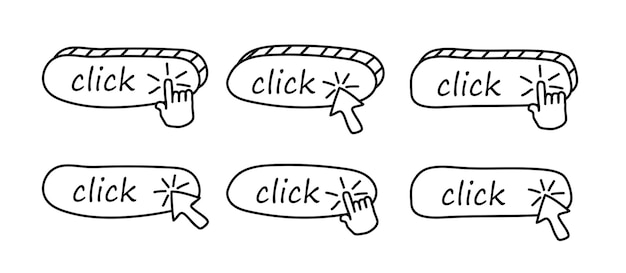 Click on a set of linear symbols Different push buttons for application website advertisement