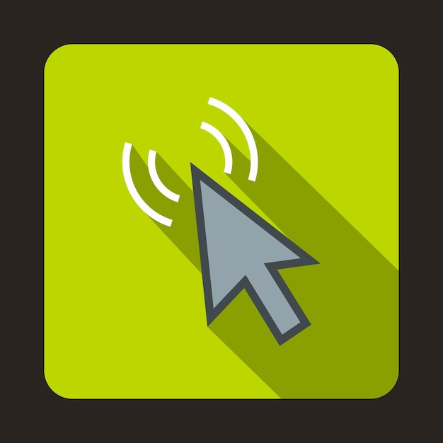 click with cursor icon in flat style with long shadow computer and internet symbol