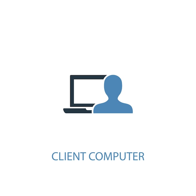 Client computer concept 2 colored icon. Simple blue element illustration. client computer concept symbol design. Can be used for web and mobile UI/UX