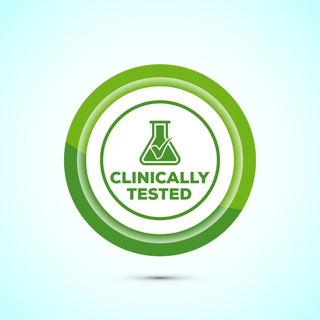 clinically tested icon design illustration clinically proven label sign green color button design