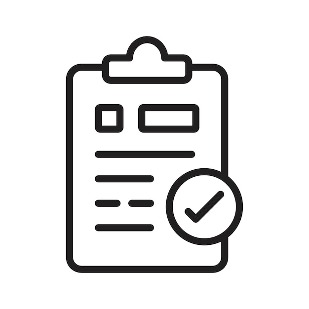 Clipboard check icon Flat art in black and white isolated