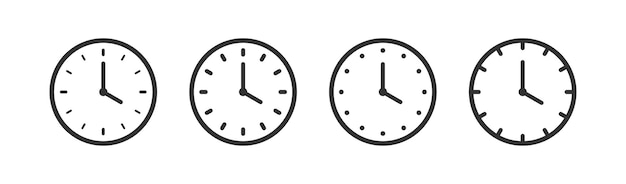 Clock icon set Hours dial Watch time Business deadline