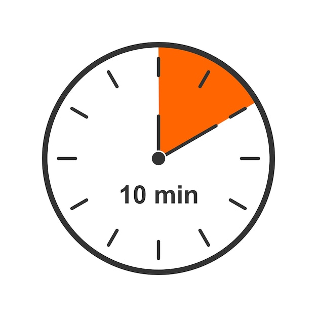 clock icon with 10 minute time interval countdown timer or stopwatch symbol