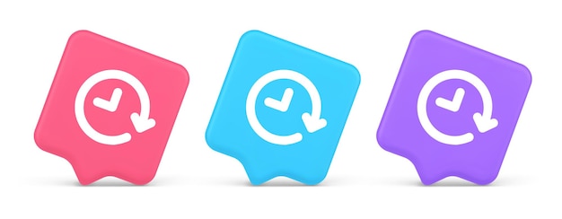 Clock in circle arrow button time countdown deadline chronometer 3d realistic icon