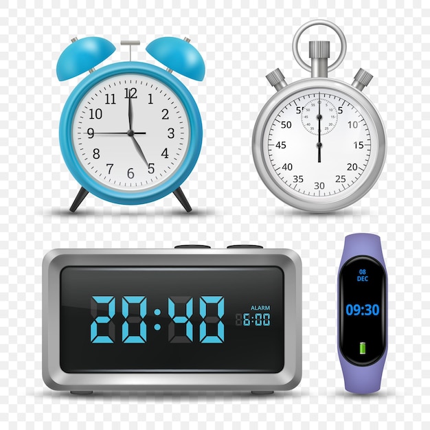 Clock Realistic templates of different types of clocks decent vector symbols of time hand watch