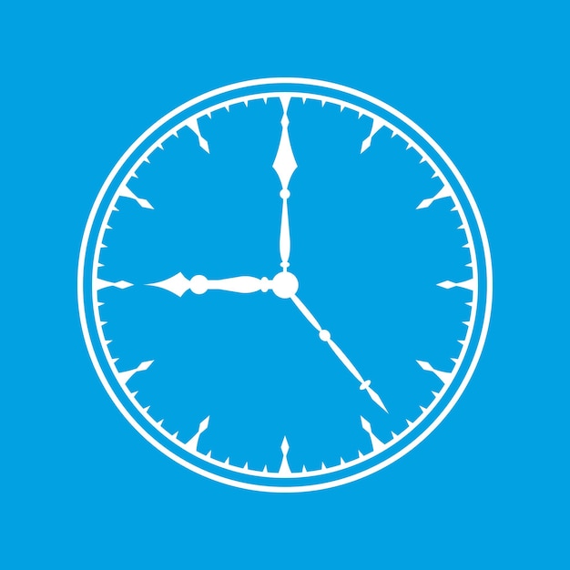 Clock white icon isolated on blue background