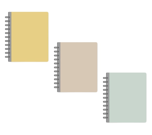 Closed discbound notebook mockup Pastel color covers template set Disc bound note book folder