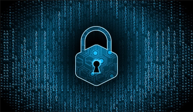 closed padlock on digital background cyber security vector