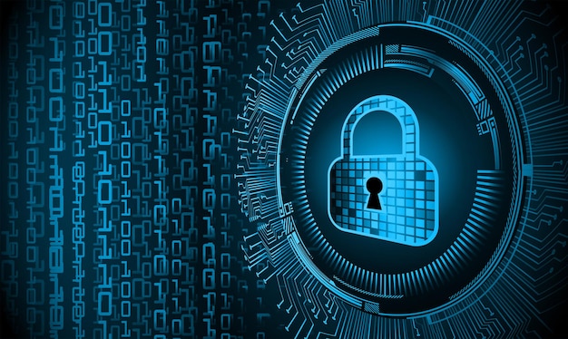 closed padlock on digital background, cyber security