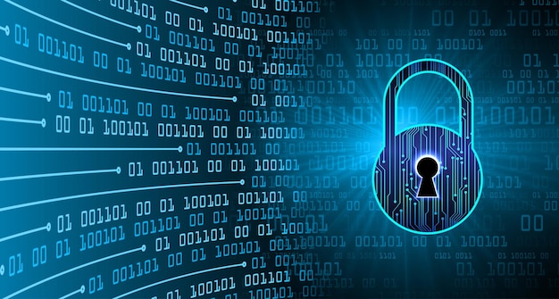 closed padlock on digital background, cyber security