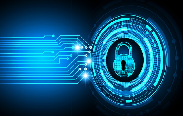 closed padlock on digital background, cyber security