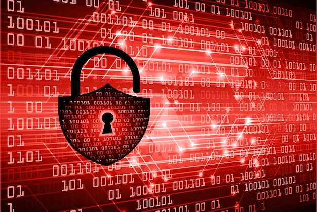 closed padlock on digital background cyber security
