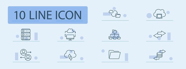 cloud and data set icon cloud folder cloud upload server data exchange cloud structure file transfer network folders data storage