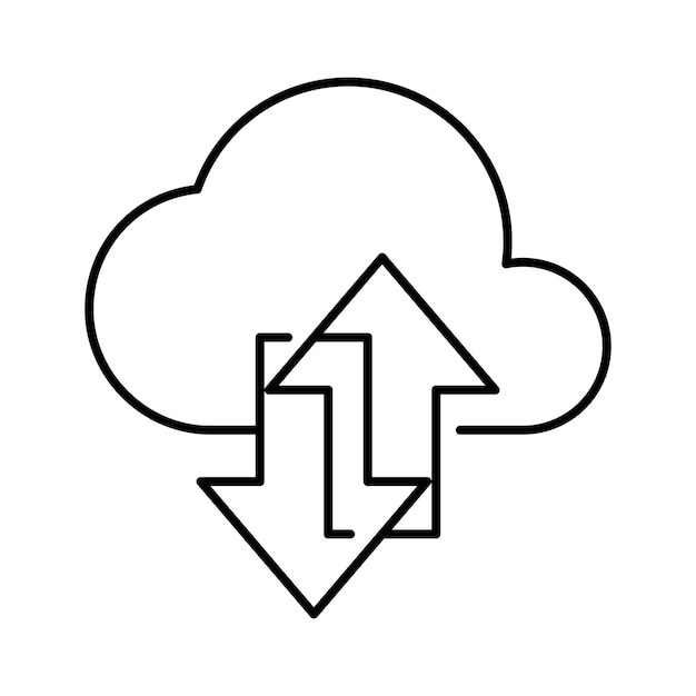 cloud arrow up and down button icon outline