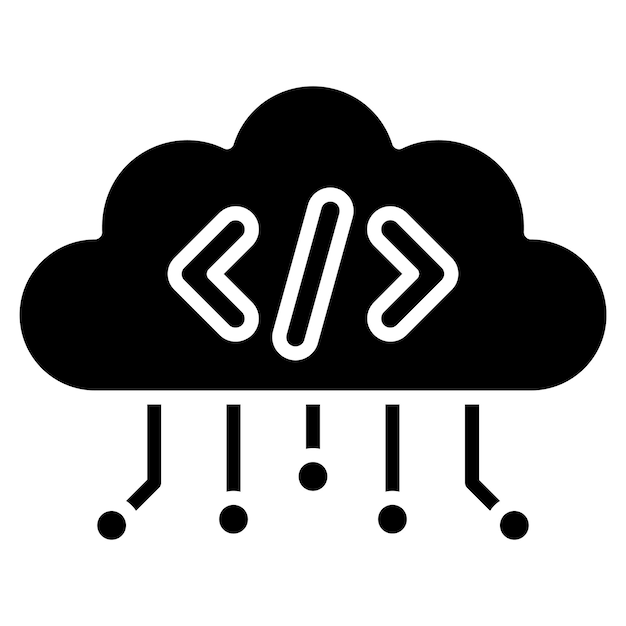 Cloud Coding Glyph Solid Black Illustration