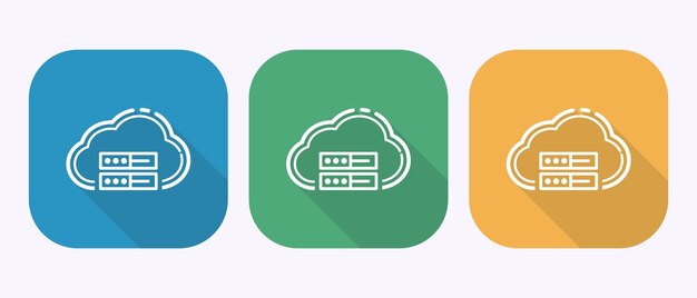Cloud Computing and Server Icons in Modern Rounded Square Button Format Technology