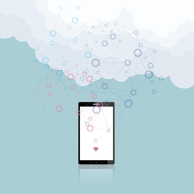 Cloud computing concept design, isolated on blue background.